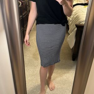Navy/White Stripe Knit Pencil Skirt